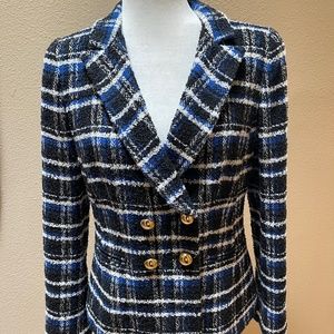 NEW! Luisa Spagnoli Plaid Double Breasted Jacket, Blazer Size 44 (8)